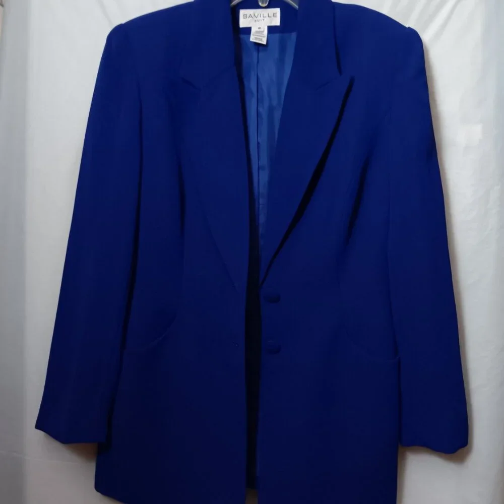 SAVILLE WOMEN'S SUIT BLAZER ROYAL BLUE SIZE 8